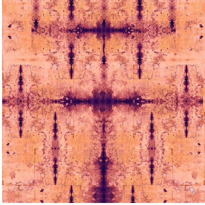Square silk scarf- Orange echoes of the wall 100*100 cm